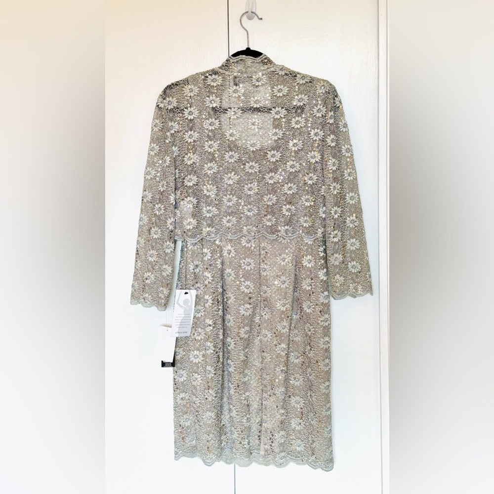 Alex Evenings Silver Lace Dress with Jacket - Picture 3 of 5